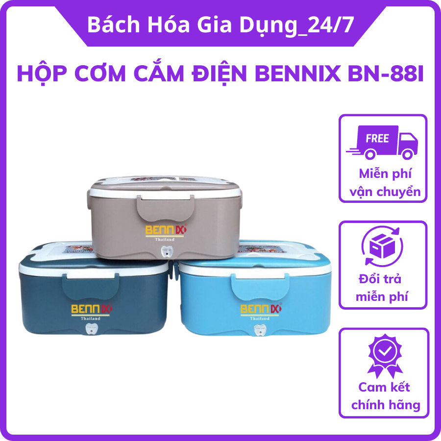 Hộp cơm cắm điện bennix bn-88i, 3 màu lựa chọn , bảo hành 24 tháng
