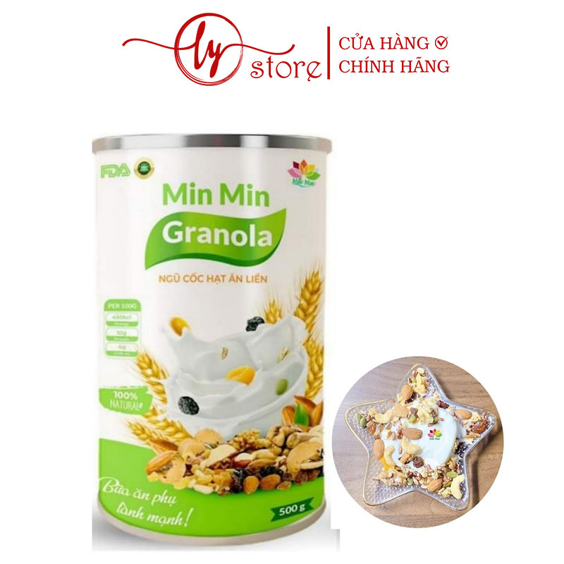 Ngũ Cốc Hạt ăn liền Granola Min Min , ngũ cốc dinh dưỡng ăn liền 500gam
