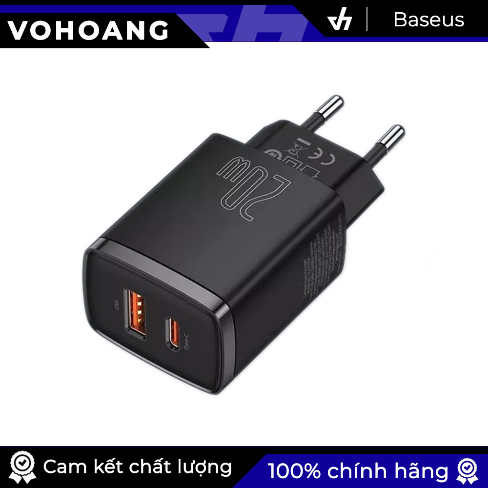 Sạc nhanh qc/pd 20w 2 cổng baseus compact - sạc nhanh iphone 20w