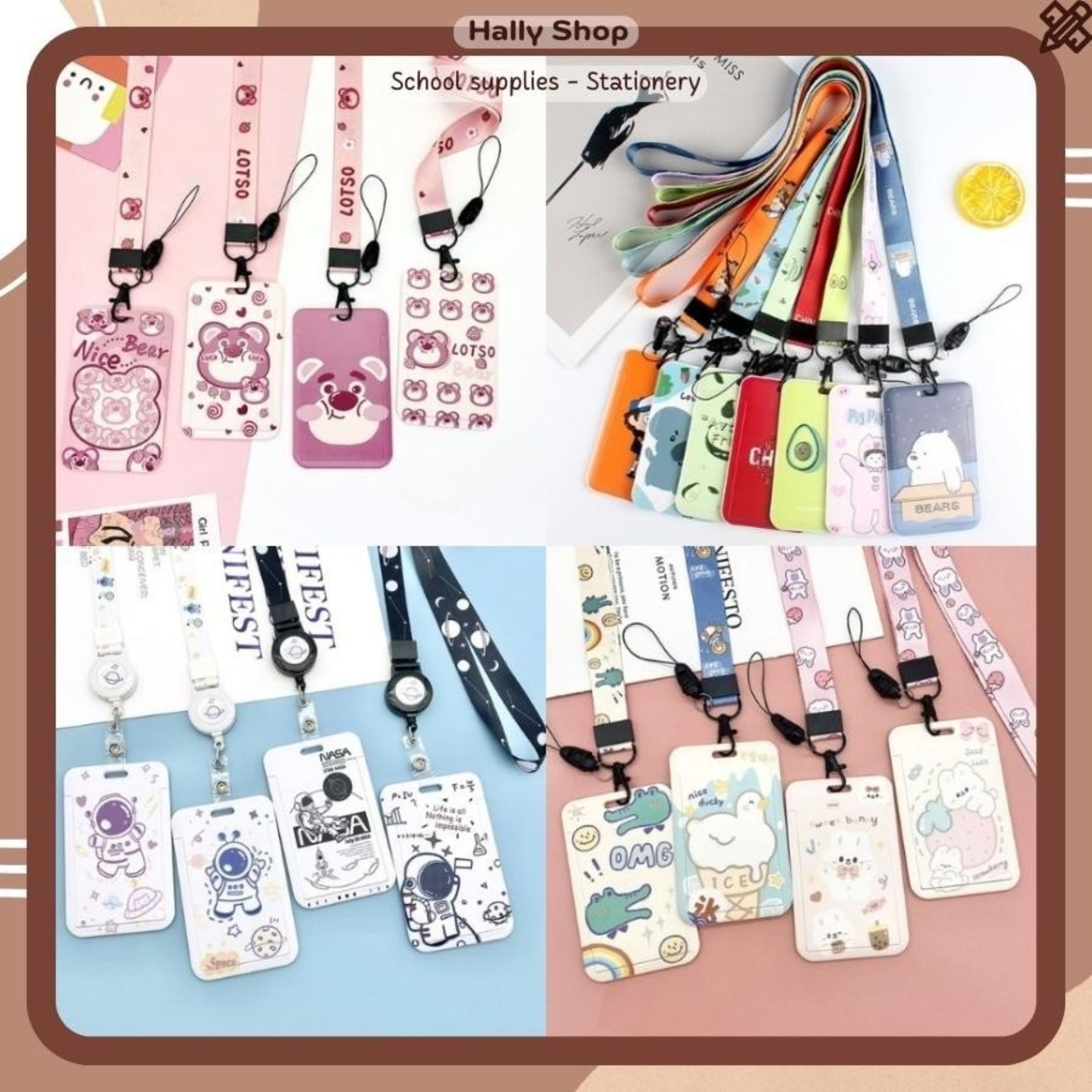 Dây đeo thẻ học sinh, bảng tên dành cho sinh viên nhiều mẫu hoạt hình hoạ tiết dễ thương cute - Hally shop