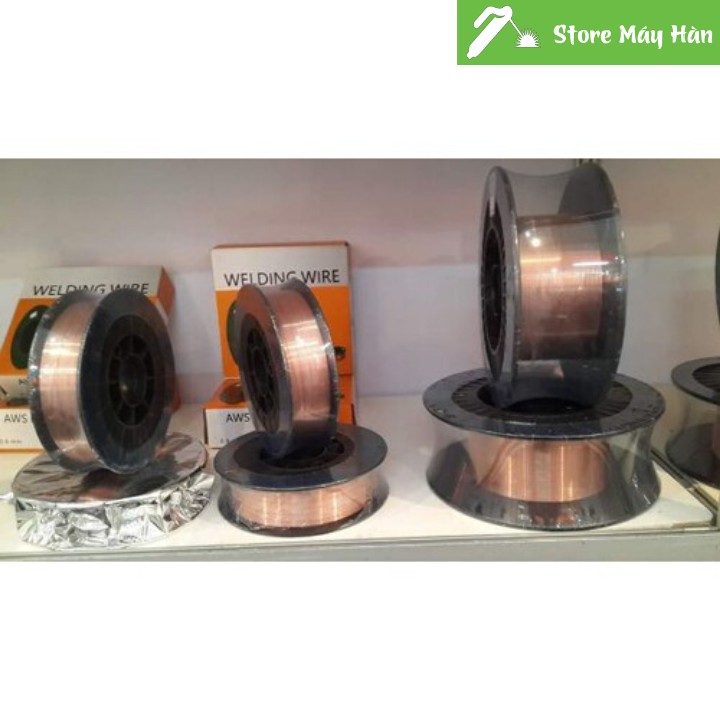 Dây hàn mig dùng khí loại 0.8ly - 1ly - 1.2 ly  - cuộn 15KG, phụ kiện máy hàn mig, phụ kiện máy hàn co2, phụ kiện máy hàn giá rẻ, cuộn dây hàn mig không dùng khí, dây hàn mig dùng khí, dây hàn mig đồng