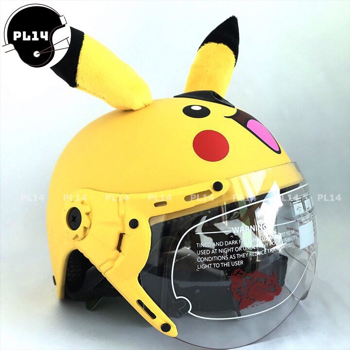 Nón Bảo Hiểm Trẻ Em Pikachu Có Kính V&S Helmet Cho bé Từ 3-6 Tuổi Màu Vàng - PKC01