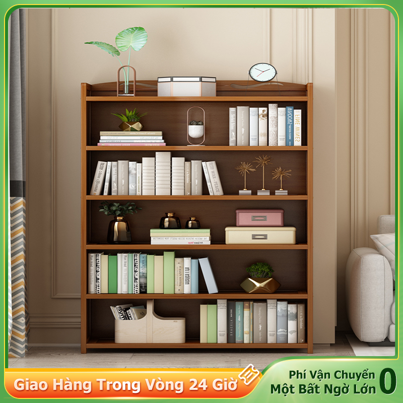 Kệ sách gỗ nhiều tầng gỗ tre tự nhiên cao cấp, Kệ sách nhiều tầng tủ đựng đồ phòng khách tủ đựng đồ đa năng