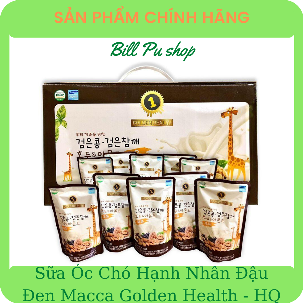 Thùng 20 Gói Sữa Óc Chó Hạnh Nhân Đậu Đen Macca Golden Health - Hàn Quốc x 195ml