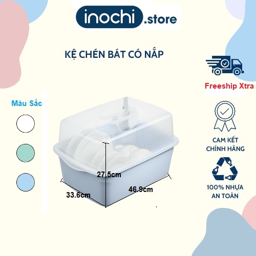 Kệ chén bát có nắp Tokyo inochi, kệ đựng chén bát đĩa đa năng  nhà bếp cao cấp an toàn nhựa nguyên sinh kháng khuẩn (có nắp)-inochi.stores
