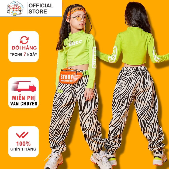 Bộ thu đông cho bé gái,đồ bộ thu đông cho bé gái, đồ bộ bé gái từ size nhí đến size đại baybyshark1_croptop xanh lá