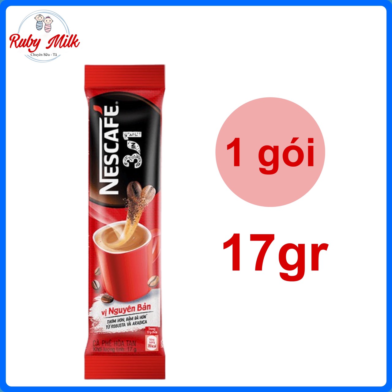 Gói lẻ cà phê hòa tan 3 trong 1 nescafé 1 gói 17g