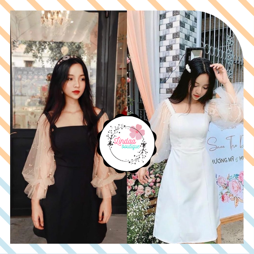 Đầm dự tiệc trắng kết hạt Gin Dress siêu xinh