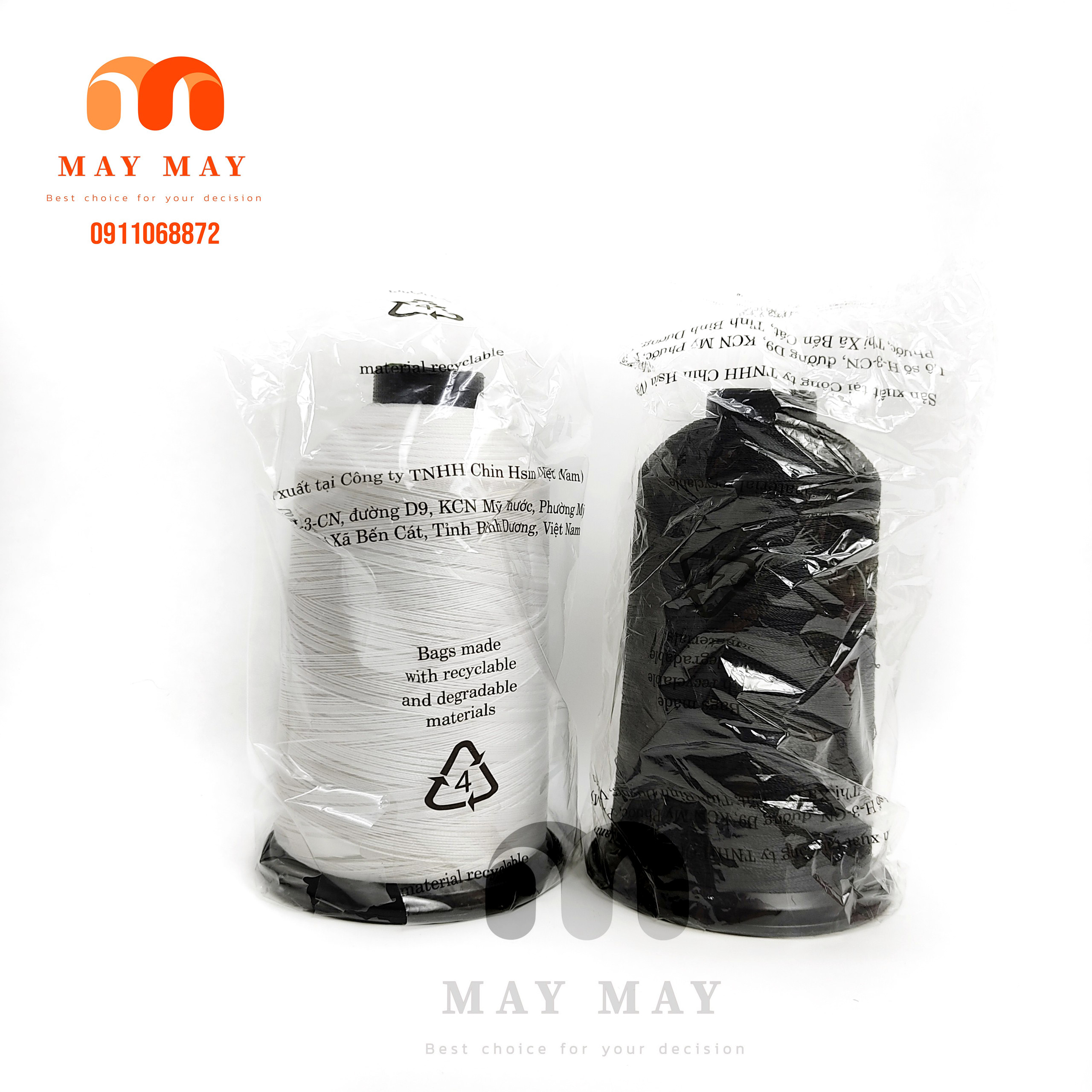 Chỉ may đồ da > chỉ nilon 2 màu trắng đen > chỉ nylon 210/3