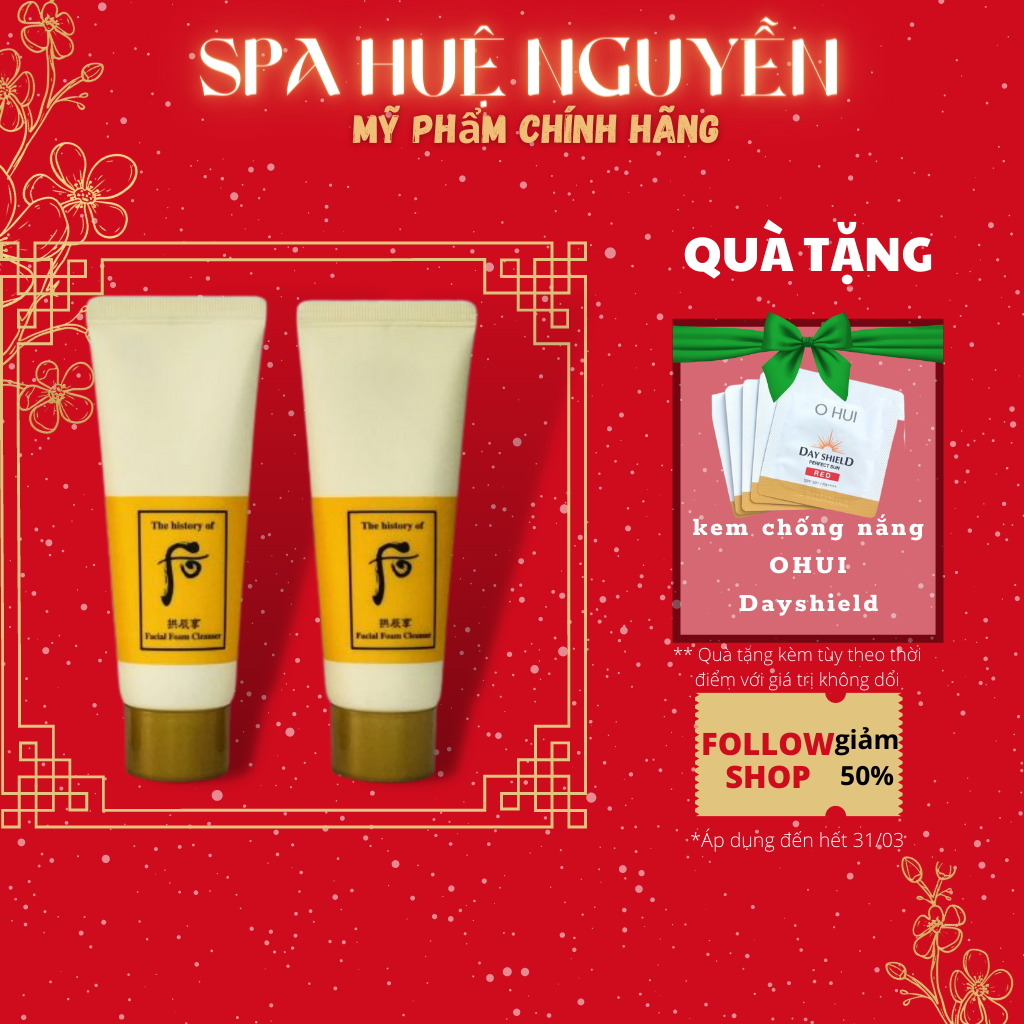 Sữa rửa mặt và Tẩy trang Whoo tinh chất vàng đông y Hoàng cung| Whoo Facial Foam Cleanser 40ml