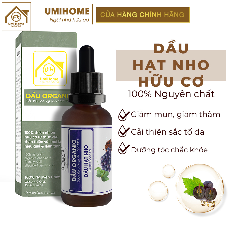 Dầu hạt nho hữu cơ umihome nguyên chất | grape seed oil 100% organic 30ml