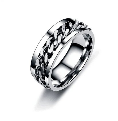 Nhẫn khui bia nam nữ nhẫn xích phong cách idol Nhẫn thép titan nam nữ unisex cao cấp phong cách thời trang trẻ trung.