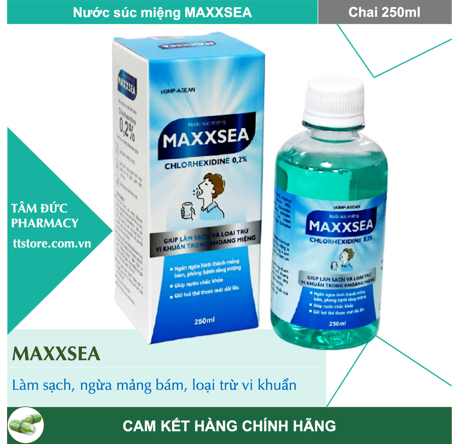 Nước súc miệng MAXXSEA- Chứa Chlorhexidine kháng khuẩn