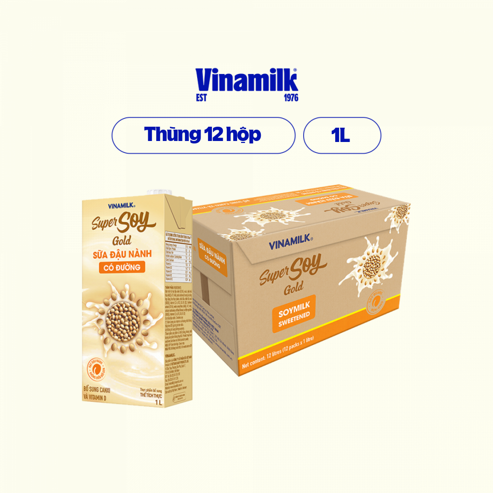 Thùng 12 Hộp Sữa đậu nành GoldSoy có đường 1L