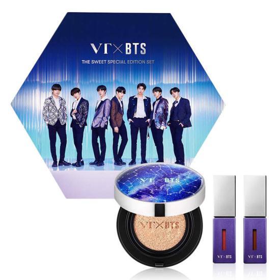 Sản Phẩm Phấn nước CC Cushion + Son môi VT X BTS THE SWEET SPECIAL EDITION ( 01 Velvet Burgundy, 02 Rosy Peach )