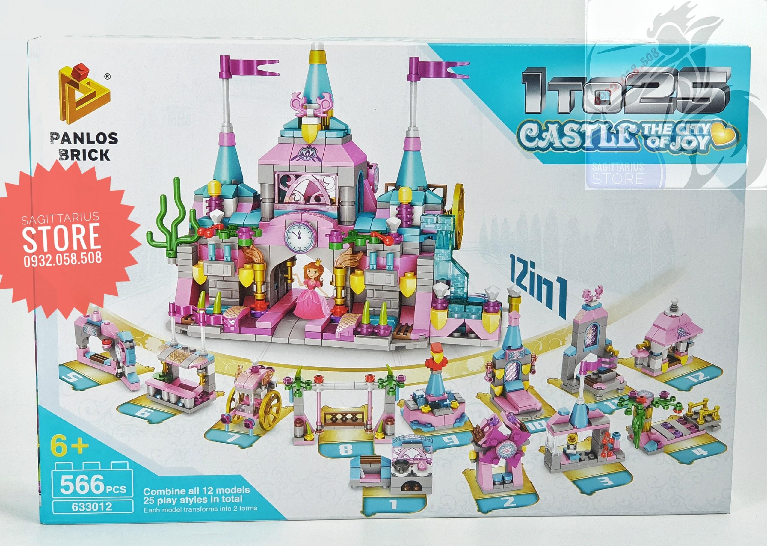 [HCM]Bộ Lego 633012 Lắp Ráp Lâu Đài Vui Vẻ Kết Hợp Từ 12 Minishop ( 566 Mảnh )