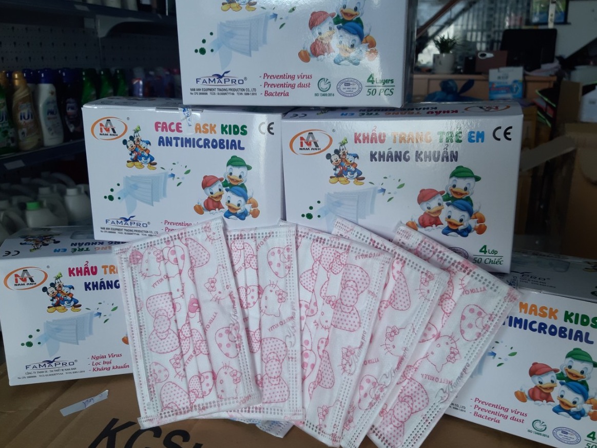 [HCM]Hộp 50 khẩu trang y tế trẻ em FAMAPRO - Kháng khuẩn cao cấp -MÈO KITTE