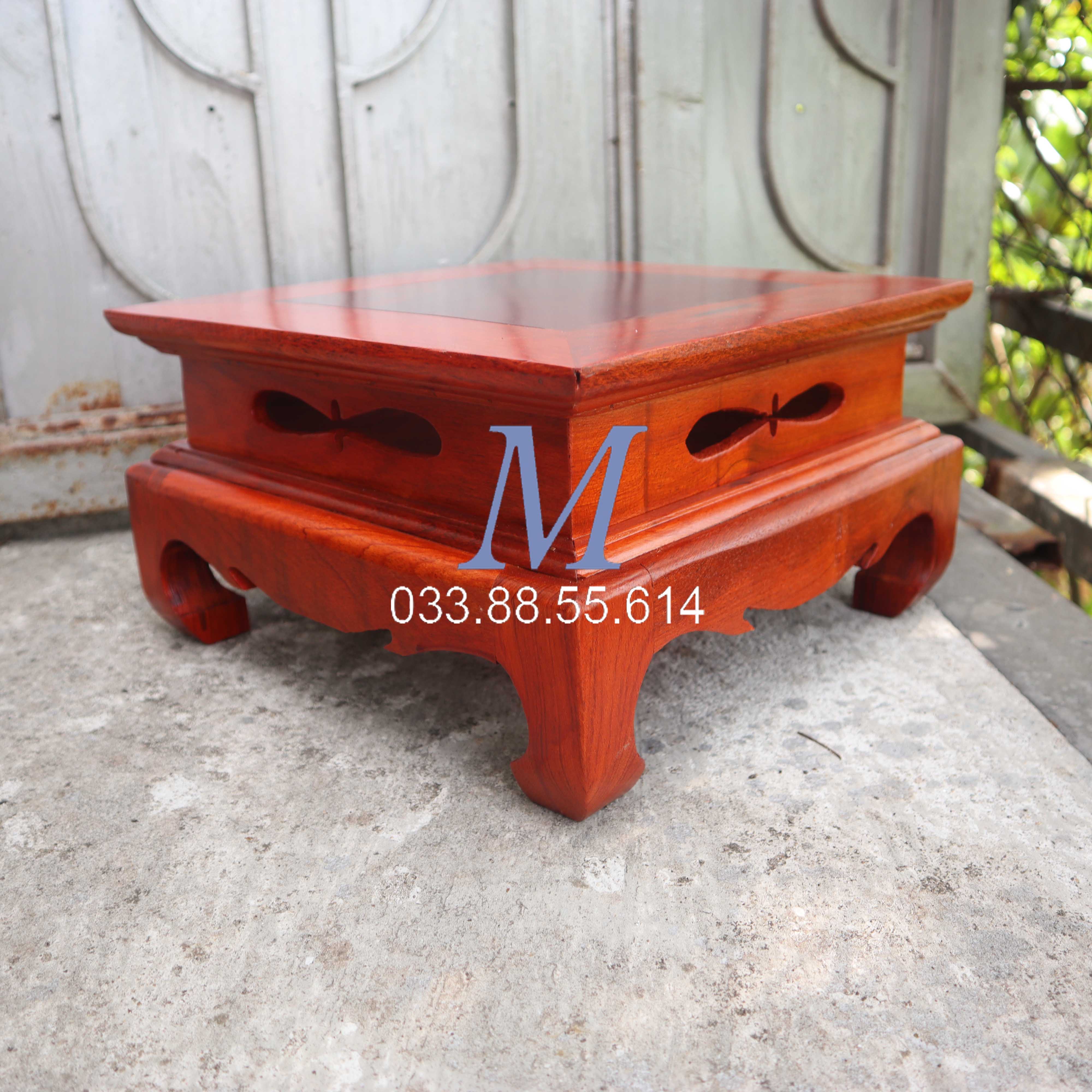 Đế gỗ hương mặt đẹp kỷ vuông đôn kê tượng cao 16cm