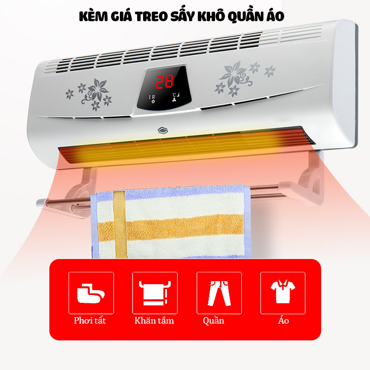 Máy sưởi nhà tắm phòng ngủ Dilipu BPT-4502 để bàn hoặc treo tường có điều khiển từ xa- Tặng kèm phun sương 3L Conie J204