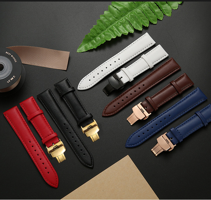 Dây da đồng hồ khóa bướm nam nữ da bò thật size 12mm 14mm 16mm 18mm 20mm 22mm, dây đồng hồ da thay thế cho đồng hồ casio, orient, seiko, dw, citizen, patek philippe, omega, ls05, swarovski