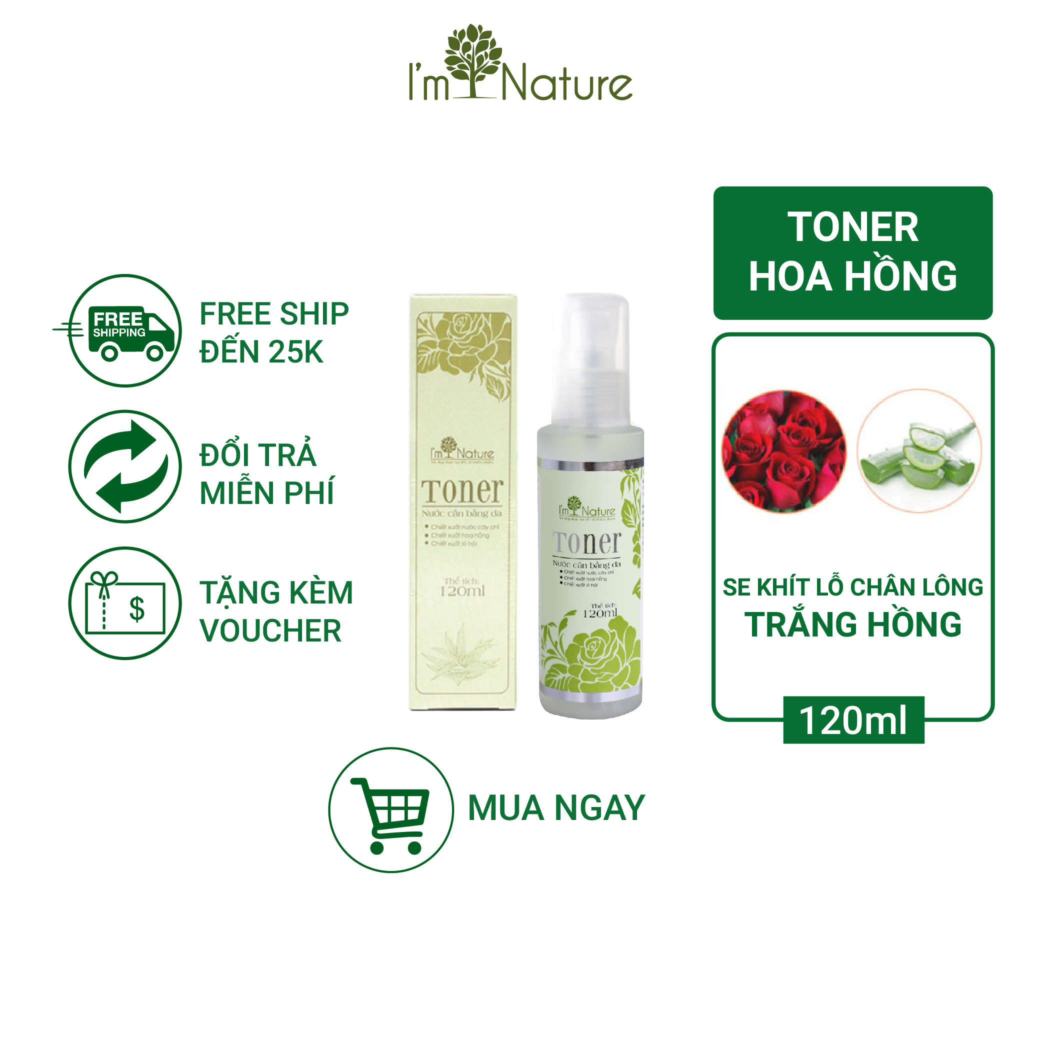 Toner Cho Da Dầu Mụn Da Nhạy Cảm Dưỡng Ẩm Se Khít Lỗ Chân Lông I’m Nature