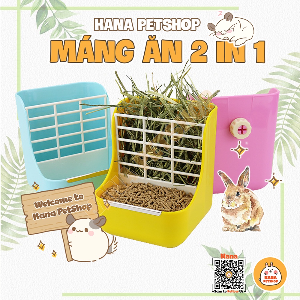 Khay cỏ 2 in 1 gắn lồng 🐹freeship🐹 máng cỏ khay cỏ khô thức ăn cho thỏ bọ nhím sóc bay