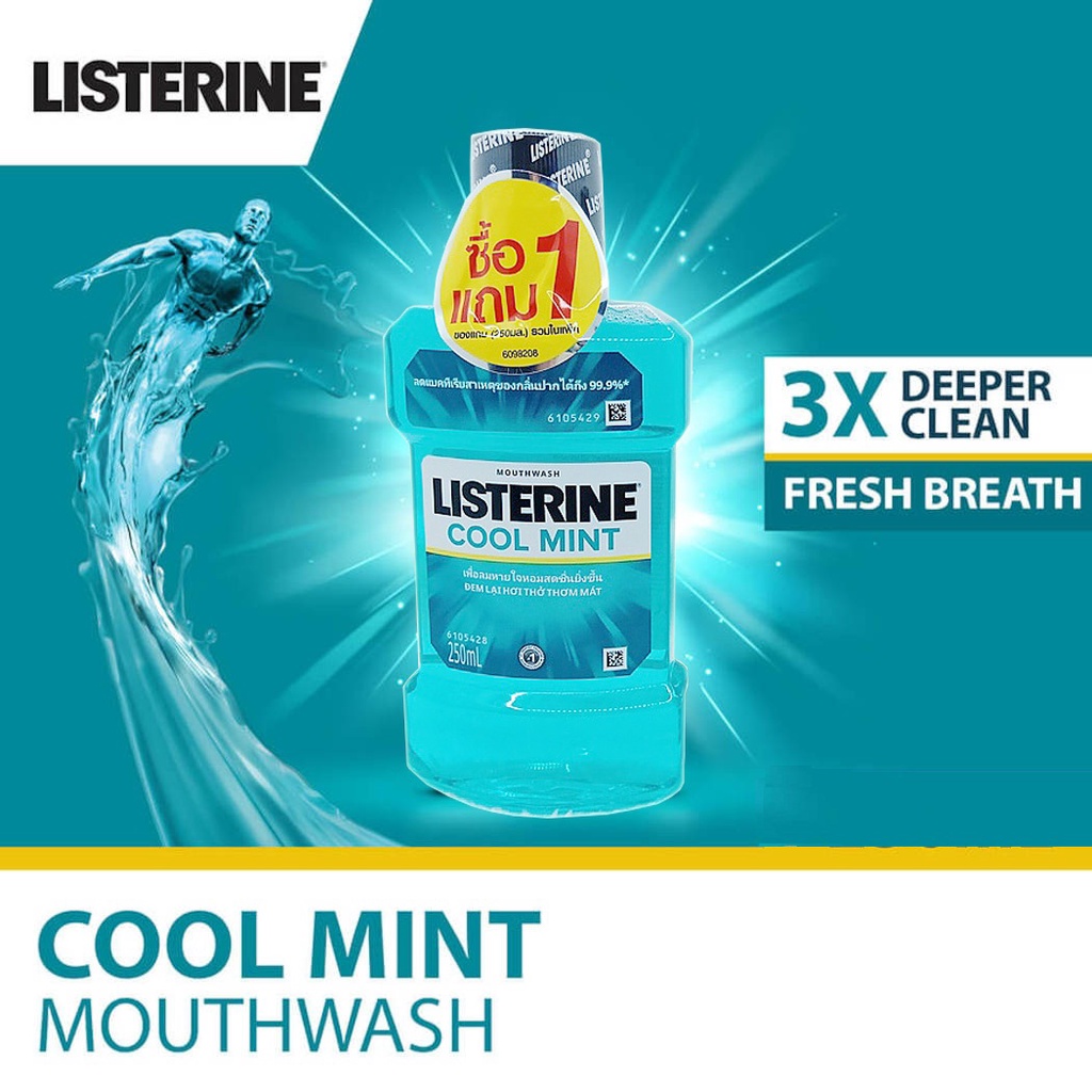 [HCM](KTT) Nước súc miệng LISTERIN COOL MINT - Chai 250 ml- Hàng Thái Lan