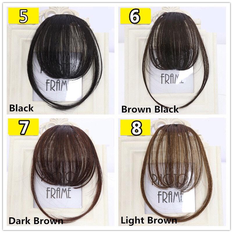 Tóc Mái thưa giả Có Mai, Có Kẹp (màu Nâu đen)