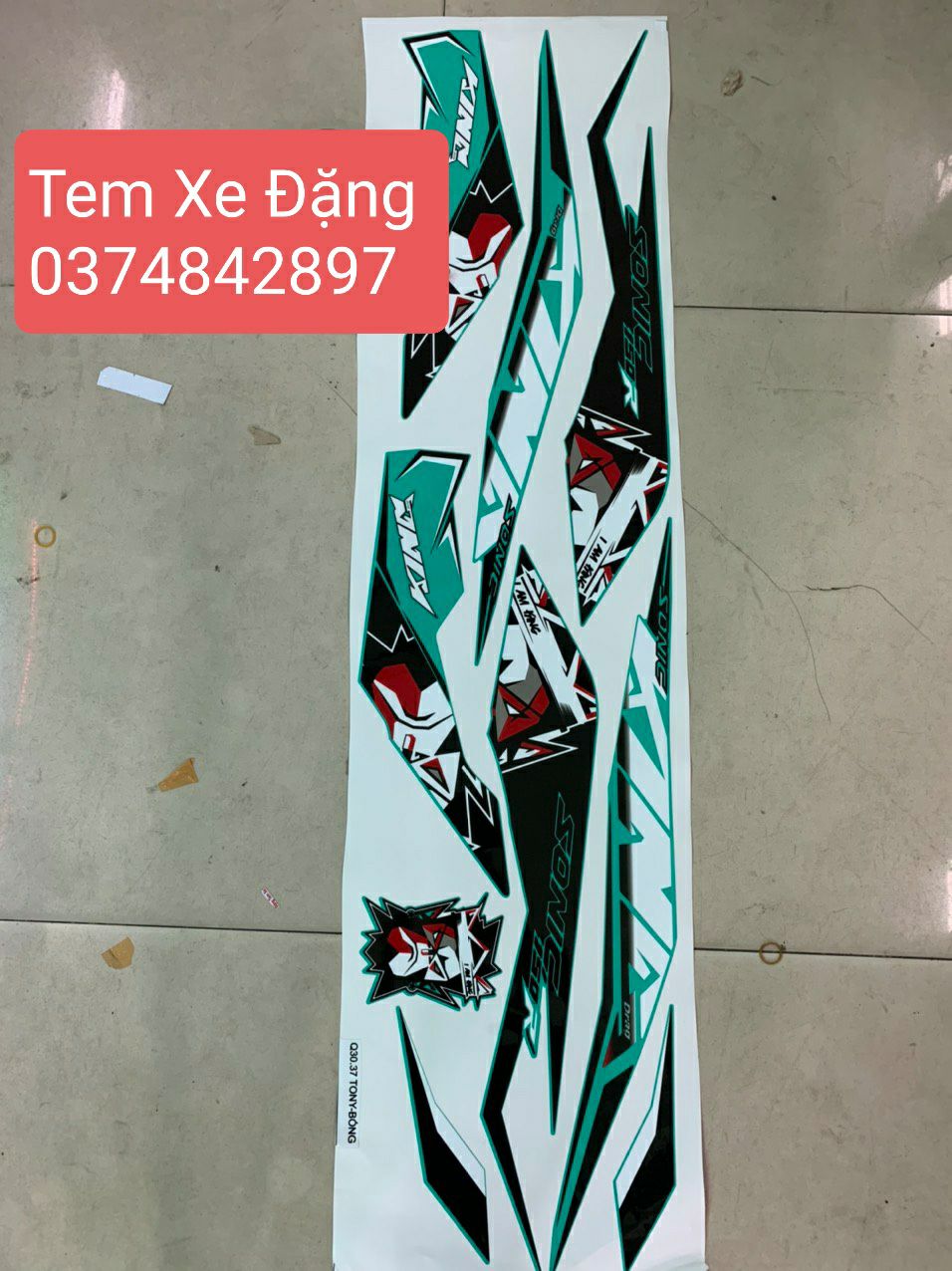 [HCM]Tem xe sonic mẫu tem rời kingdrag cao cấp xanh lục bảo