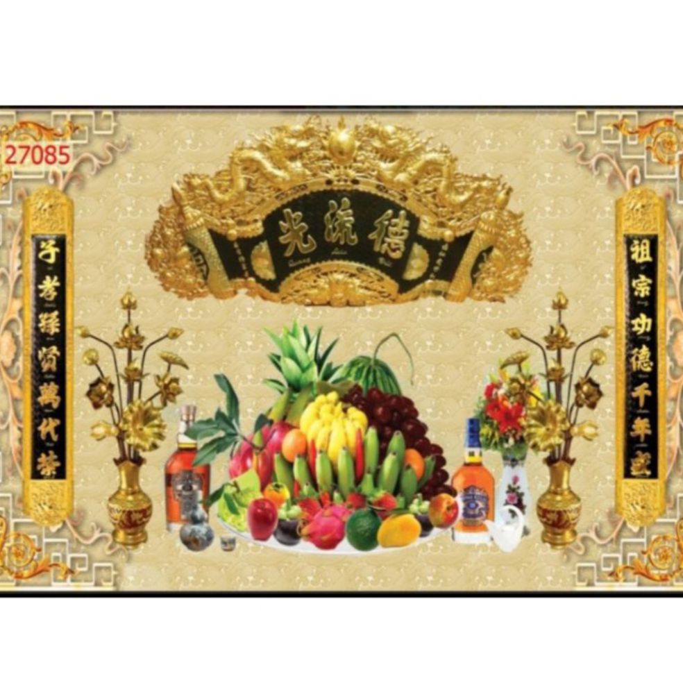tranh dán tường 3D phòng thờ, bàn thờ
