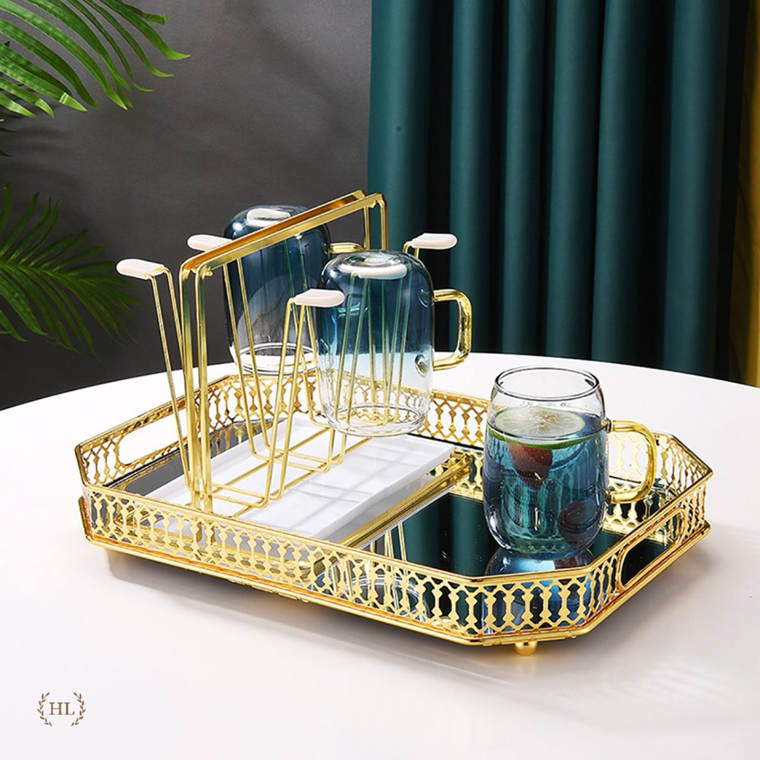 Khay gương | khay thủy tinh trang trí | khay decor cao cấp chuyên dùng cho bình cốc thủy tinh - đựng mỹ phẩm