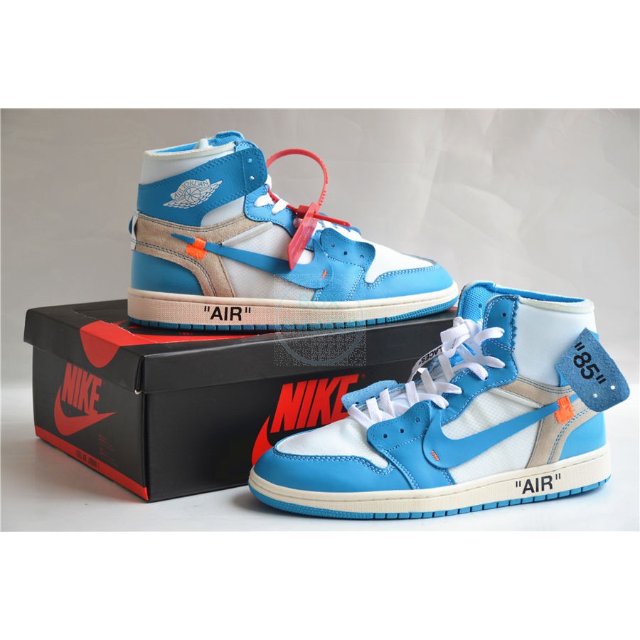 2023 Hot Sale  NK* Of--White- x A J 1 High “U- N- C-” Blue White Fashion Comfortable Giày Bóng Rổ