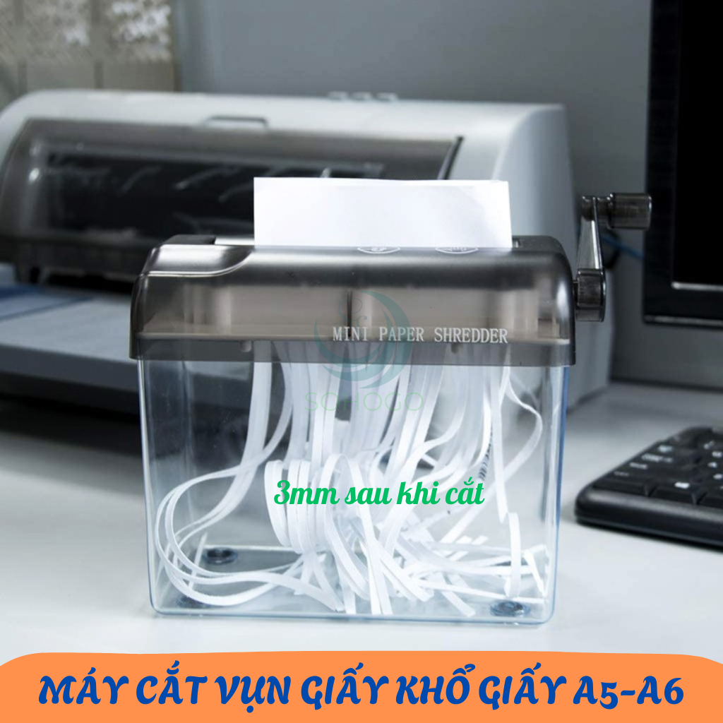  Máy hủy giấy mini cầm tay- Máy cắt giấy cầm tay tiện dụng-Máy huỷ tài liệu - Máy cắt giấy Shredder A6 phù hợp cho văn phòng gia đình Phù hợp cho văn phòng trường học hoặc gia đình sử dụng 