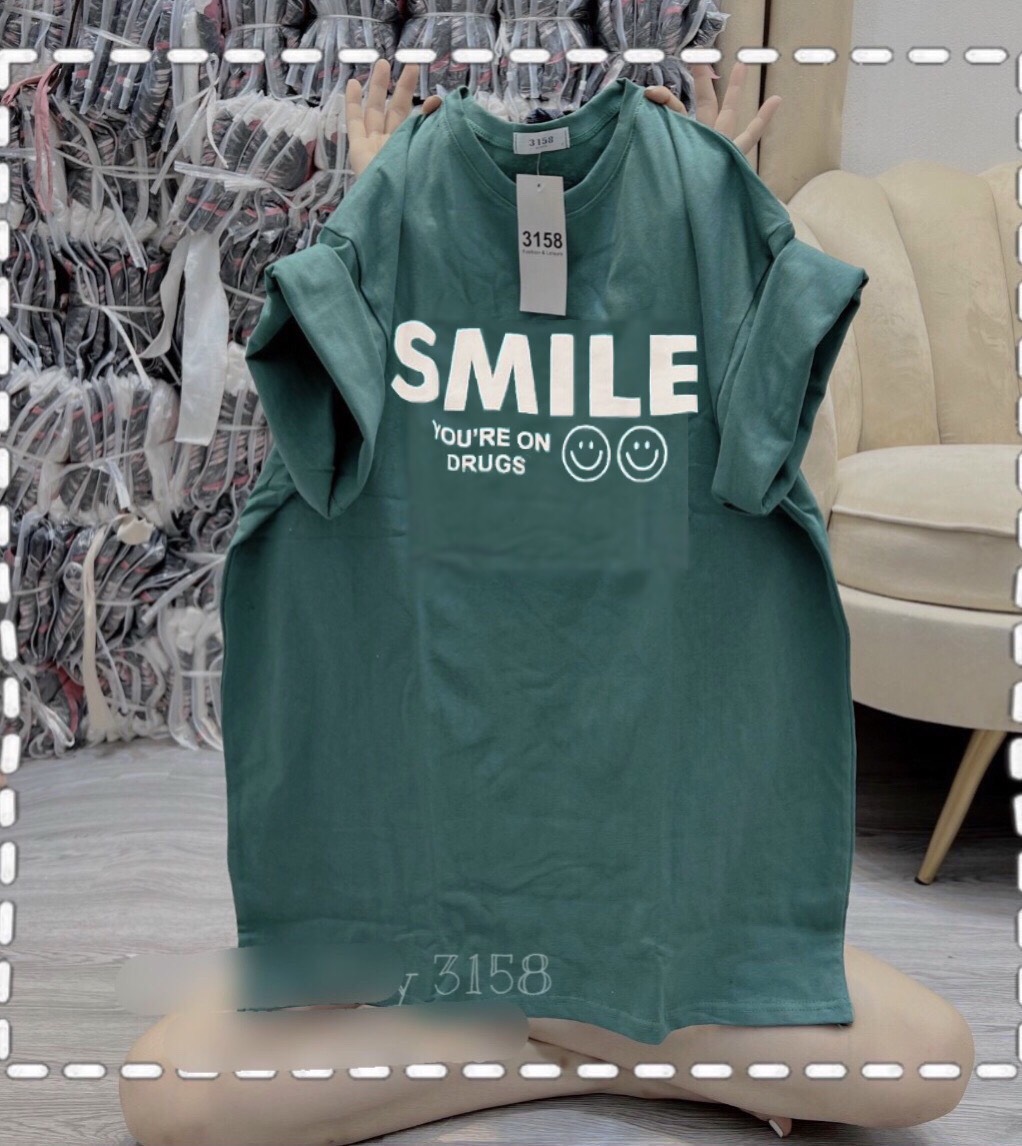Áo thun thời trang free size in chữ SMILE