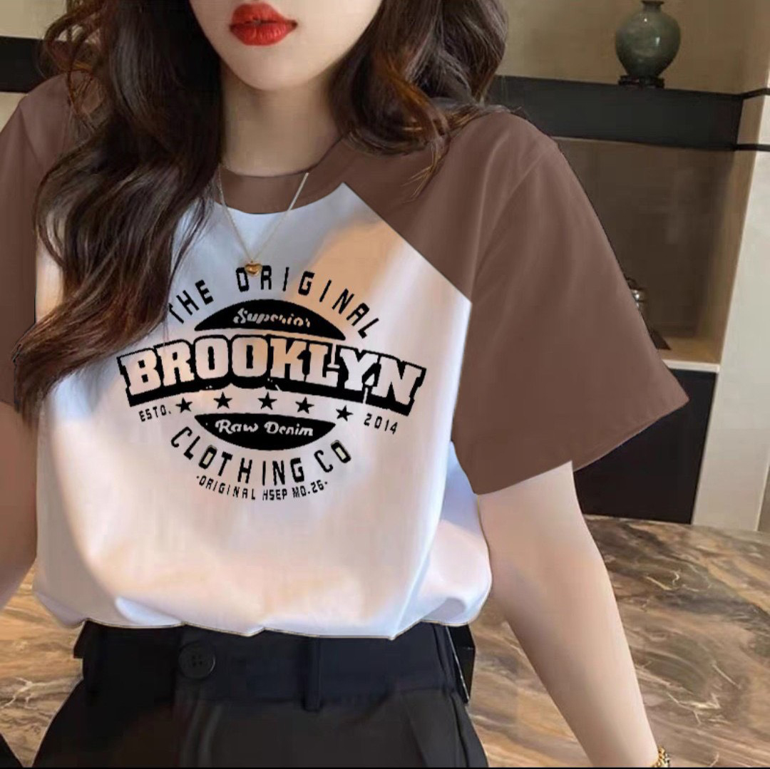 Áo thun nữ cộc tay form vừa kiểu mới cotton dáng ôm in chữ
