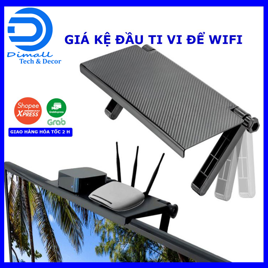 Kệ để đồ gác trên màn hình tivi ,máy tính, giá đỡ laptop, wi-fi  lằm bằng chất liệu nhựa cao cấp.
