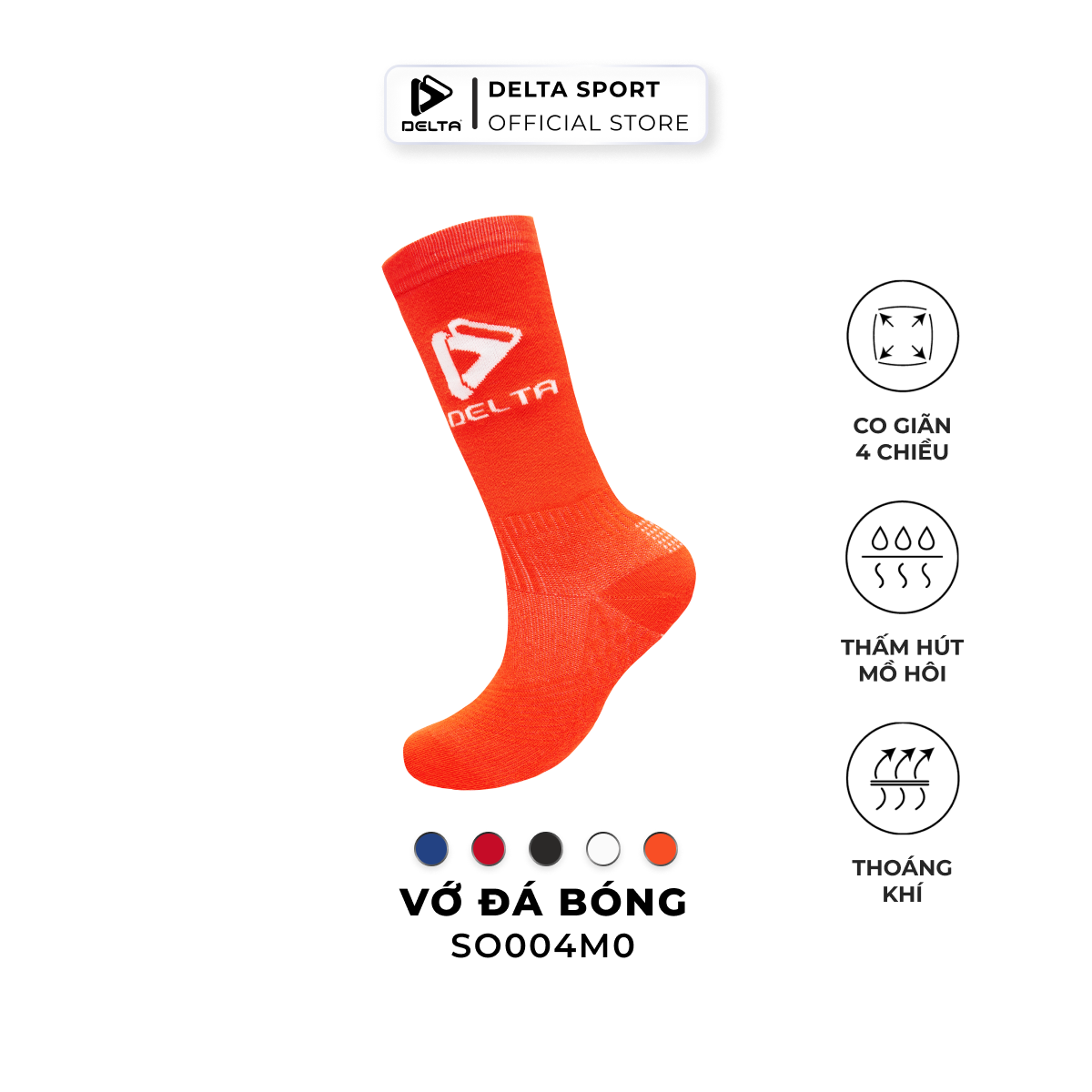 DELTA Vớ Bóng Đá Cổ Cao Cao Cấp, Co Giãn 4 Chiều, Thoáng Khí, Thấm Hút Mồ Hôi SO007U0