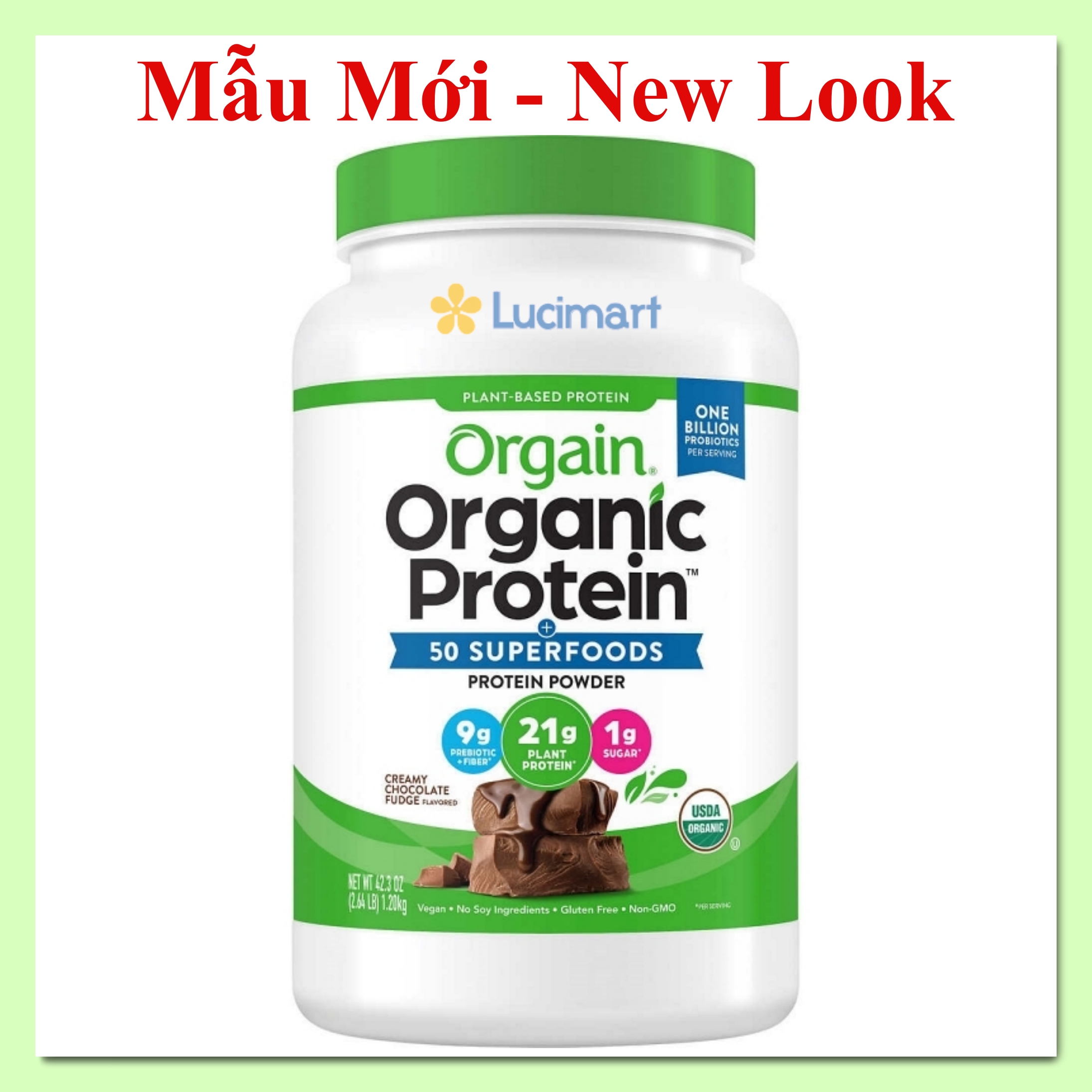 [HCM]Bột đạm Orgain Organic Protein Powder bột đạm thực vật hữu cơ + 50 Superfoods hương Chocolate 1.20kg [Hàng Mỹ]