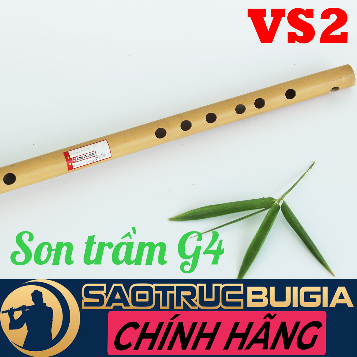 Sáo trúc Son trầm (G4) VS2 - Sáo trúc Bùi Gia - Dòng cao cấp tiêu chuẩn - Tặng sách học sáo