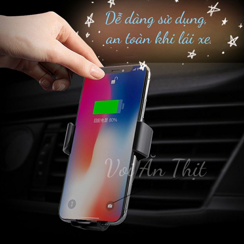 Sạc không dây kiêm giá đỡ điện thoại thông minh trên xe ô tô (car wireless fast charger)