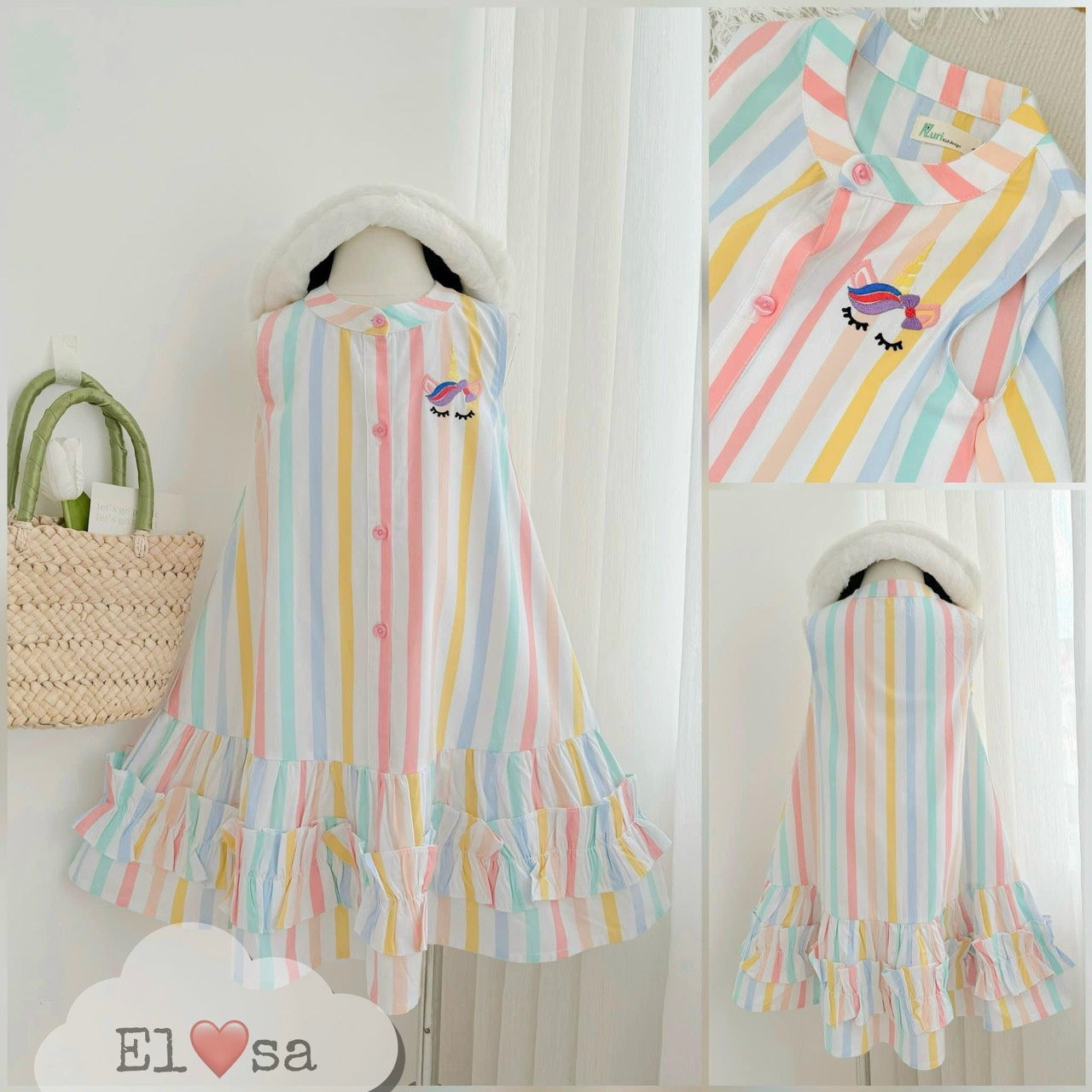 VÁY BÉ GÁI--VÁY KẺ SÁT NÁCH ĐUÔI CÁ SIÊU XINH CHO BÉ GÁI 8-30KG ANNAKIDS