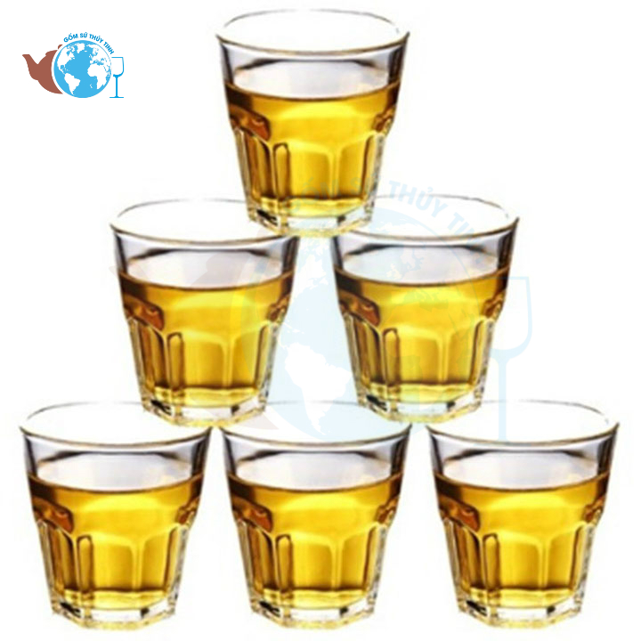 [HCM]Bộ 6 cái ly thủy tinh uống trà đá -  ly thủy tinh 8 góc lùn ly đẹp - KH389