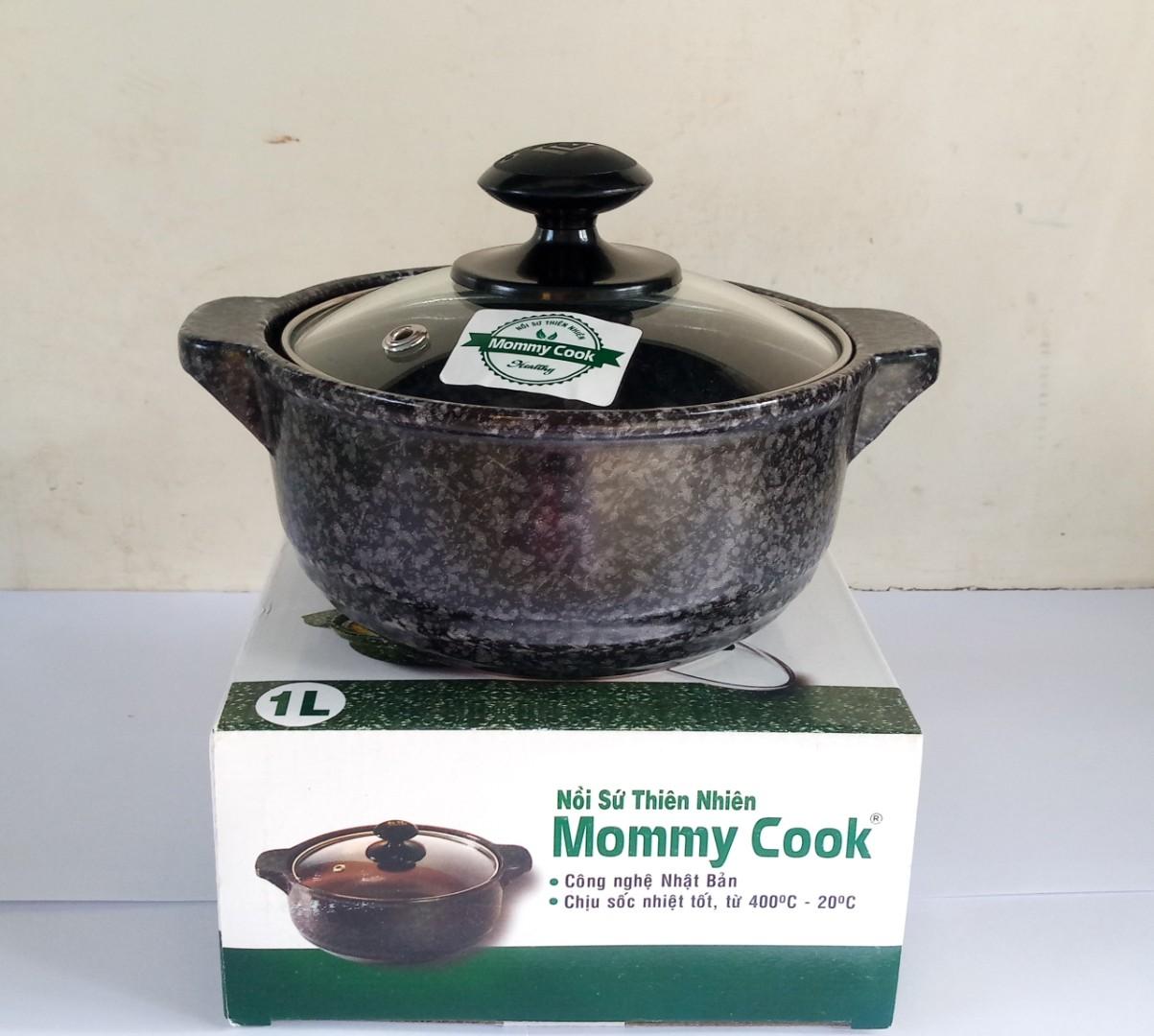 Nồi sứ sâu vân đá hoa cương MommyCook từ 1.0 lít đến 2.5 lít.Tặng 5 muỗng inox