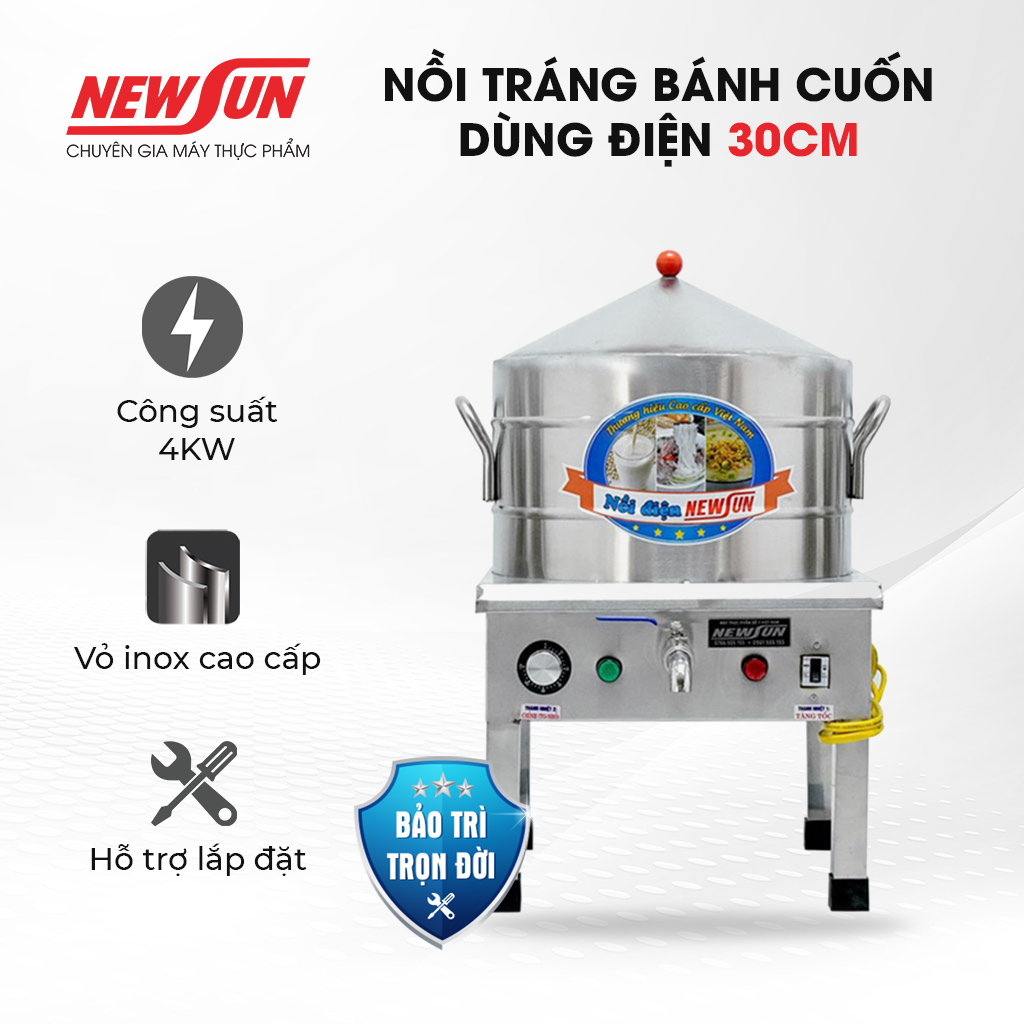 Nồi tráng bánh cuốn điện công nghiệp NEWSUN 30 Cm - Hàng chính hãng - Bảo hành 12 tháng