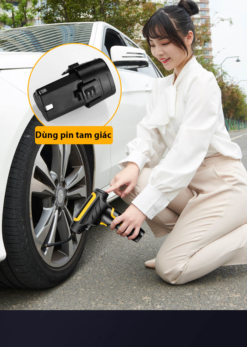 Bơm hơi cầm tay dùng pin tự ngắt khi đầy hơi - hàng OEM