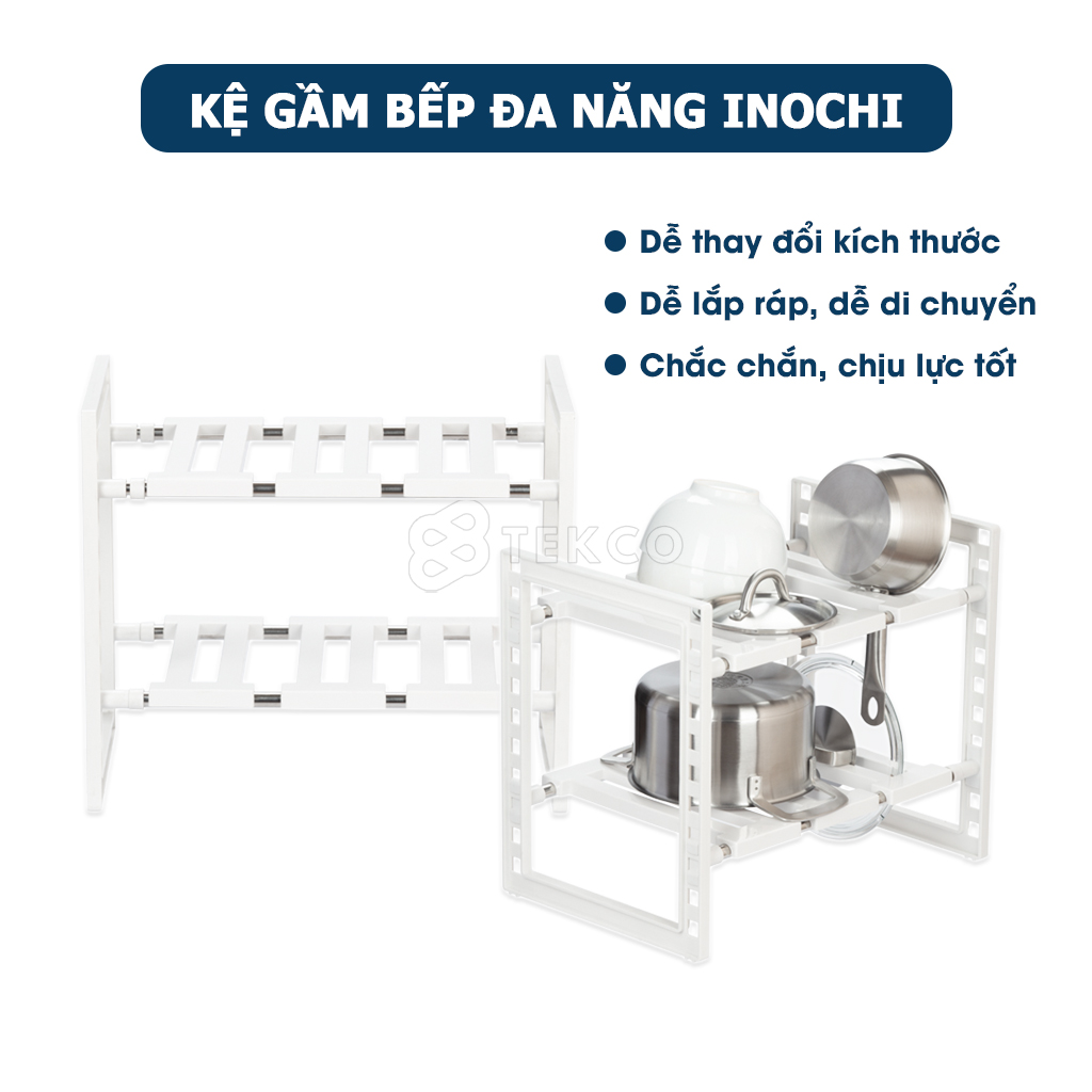 Kệ để đồ nhà bếp, kệ gầm bếp tokyo inochi 2 tầng có thể điều chỉnh kích thước - giá kệ để chén bát, giày dép đa năng