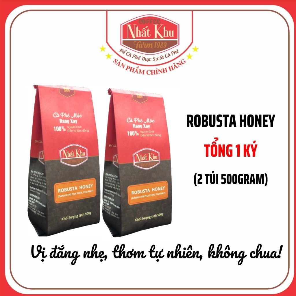 Cà phê pha máy nguyên chất 100% Robusta Honey vị Đắng hậu ngọt - cà phê Nhấtt Khu
