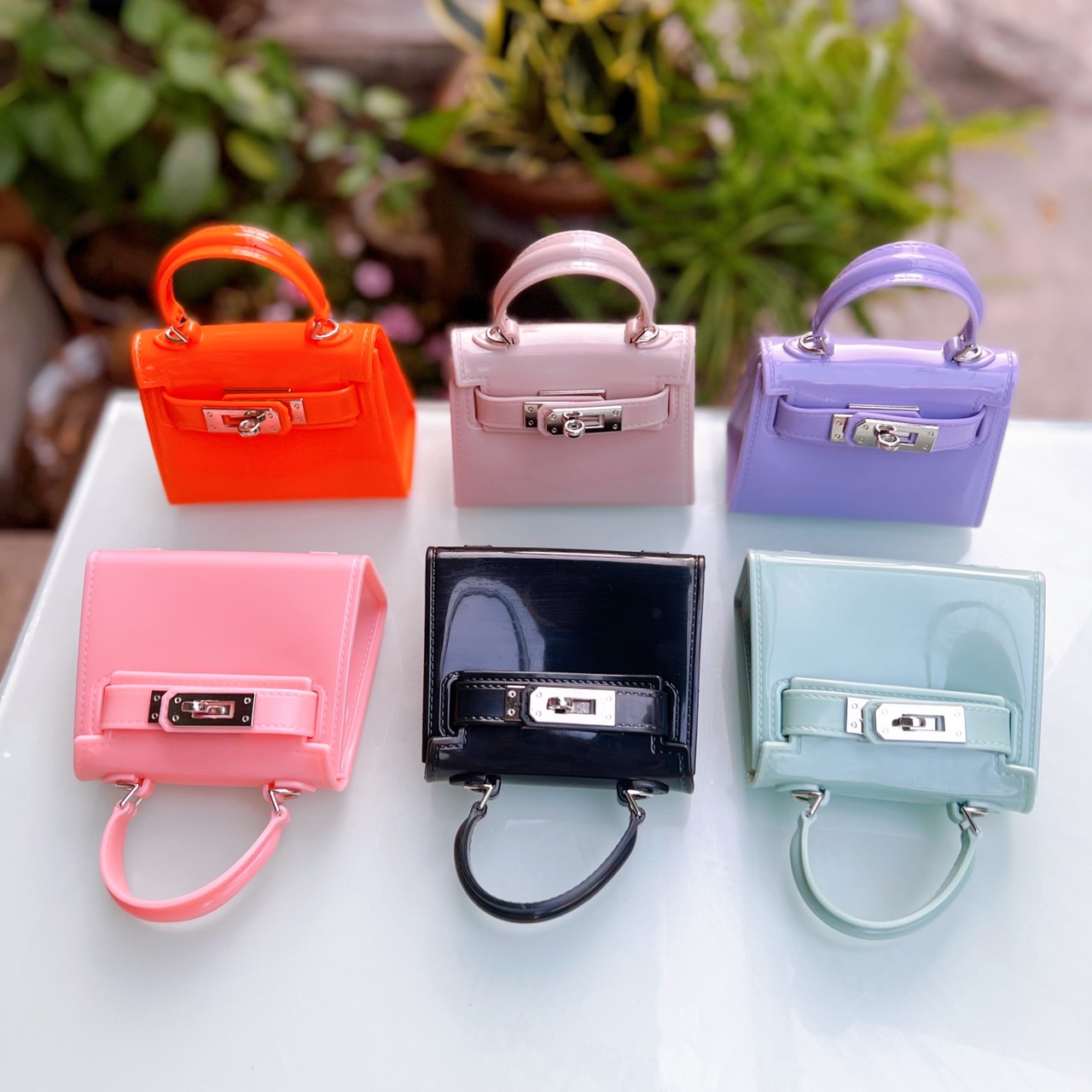 Nhựa rất dày và bóng, cầm chắc tay Túi Xách Mini, Túi HM Nhựa Silicon Đeo Chéo Phong Cách Hàn Siêu Xinh Dễ Phối Đồ.