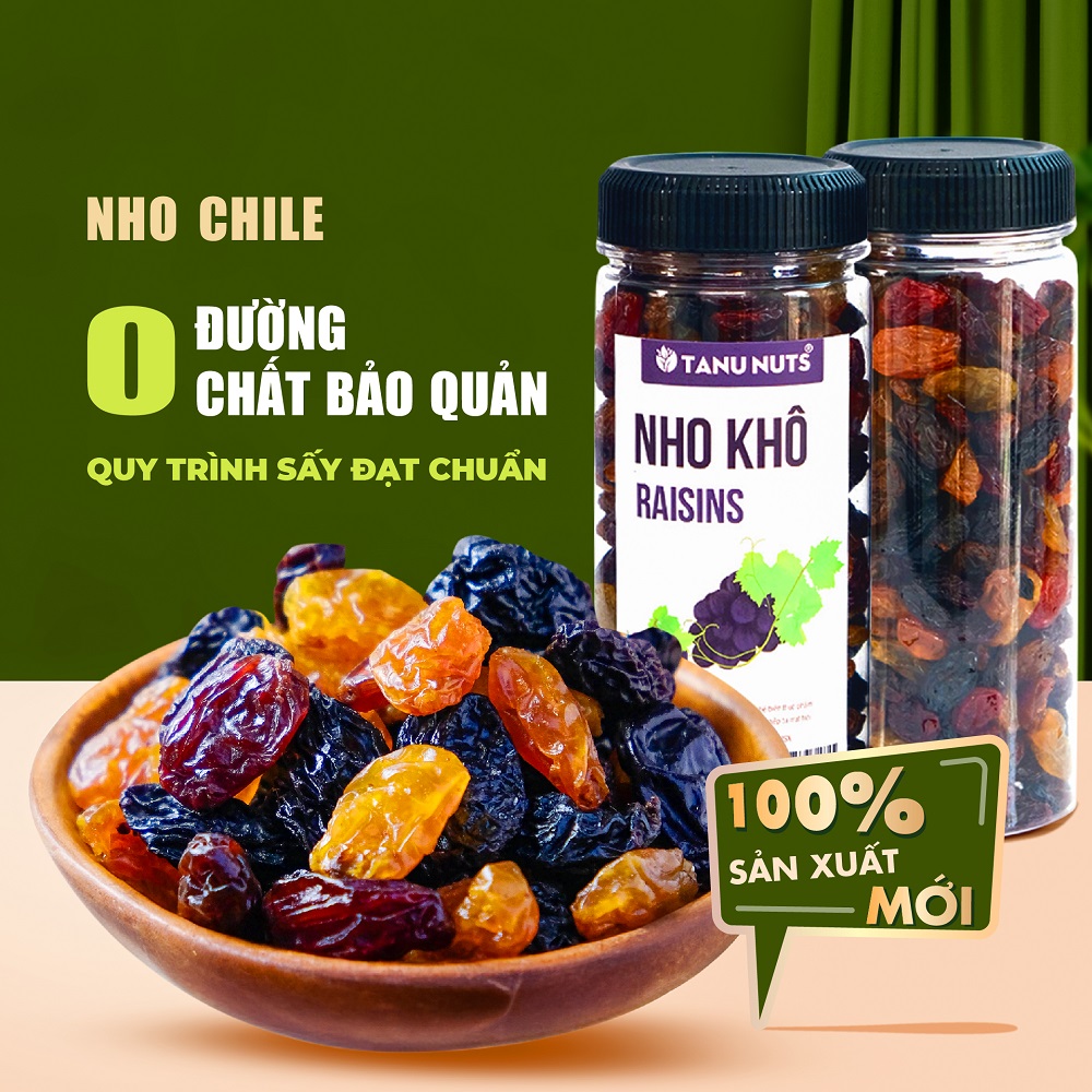 Nho khô raisins TANU NUTS hũ 400g nho sấy khô Chile không đường tốt cho