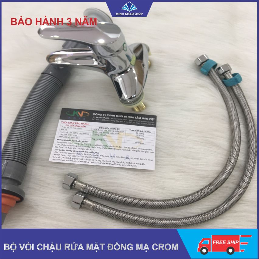 Bộ vòi chậu rửa mặt đồng mạ crom